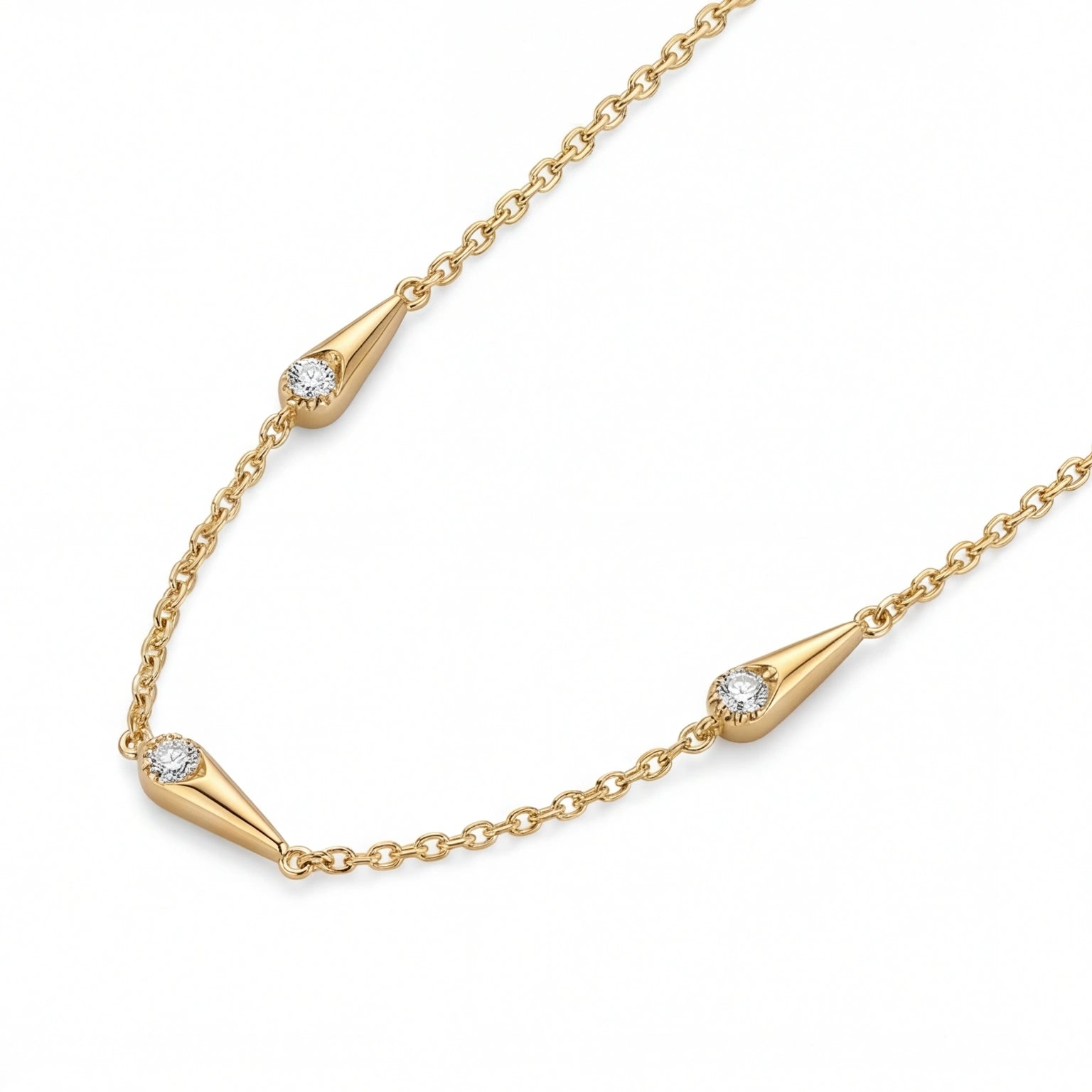 CZ Drop Necklace for Women#color_gold