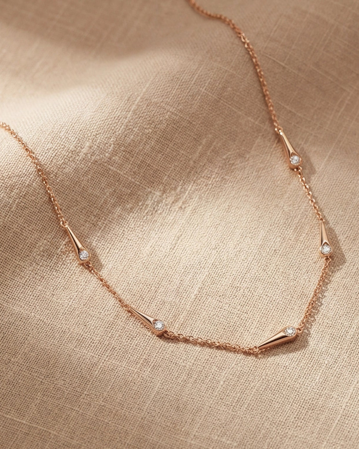 CZ Drop Necklace for Women#color_rose gold