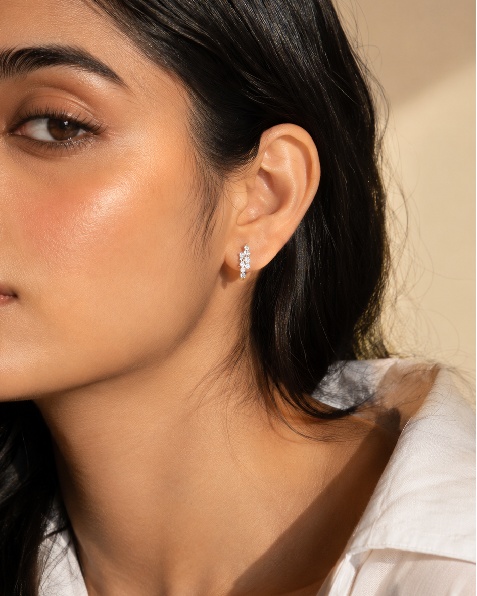 Celeste Cluster Hoop Earrings #color_gold