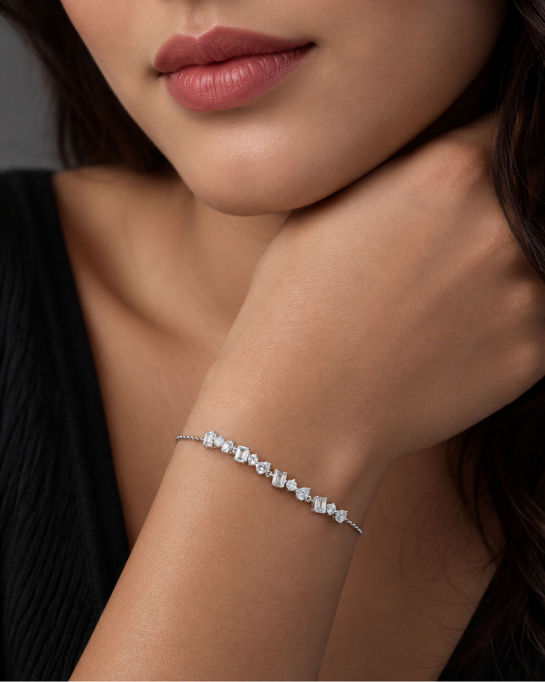 Elegant Constellation Arc Statement Bracelet #color_silver