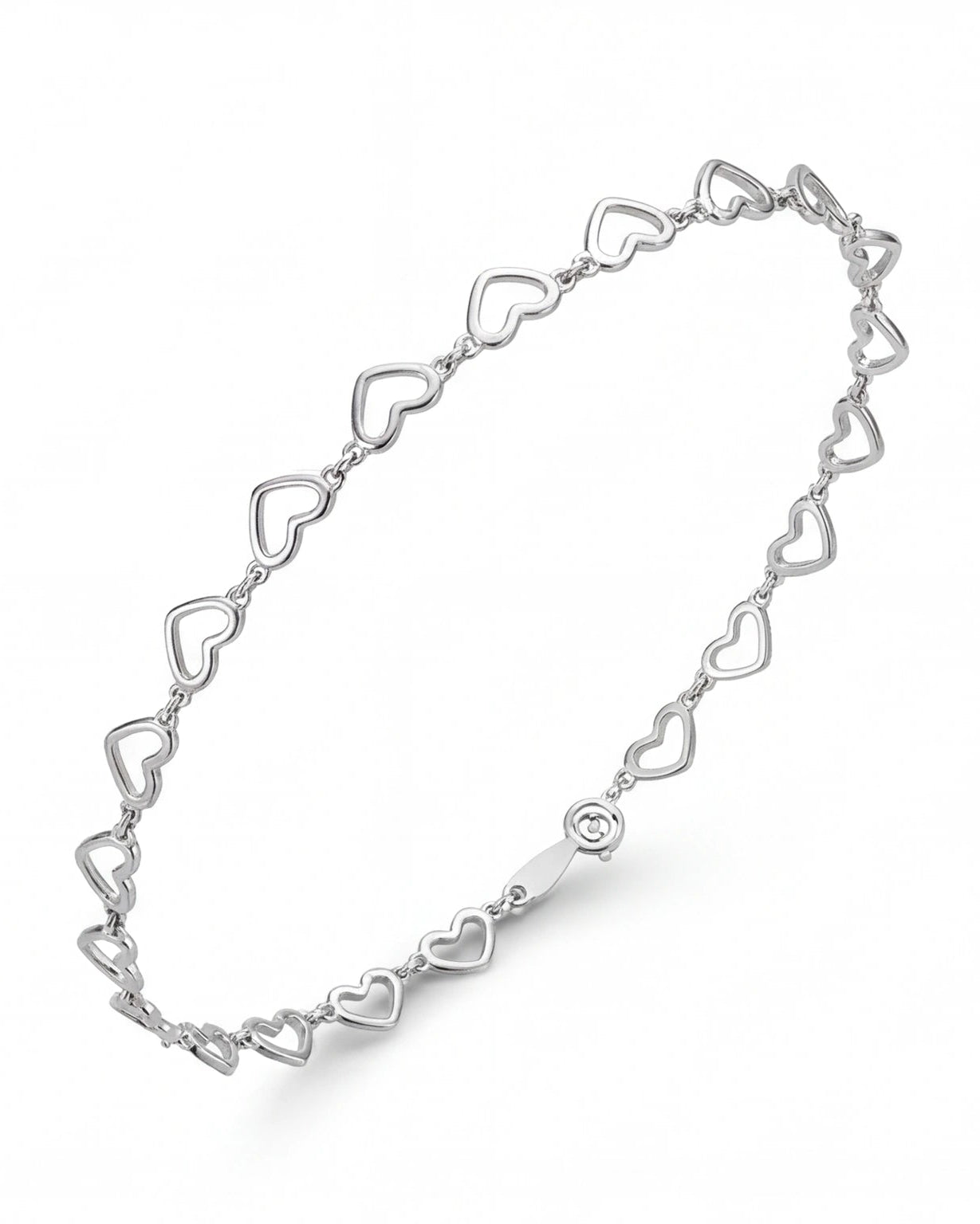 Elegant silver anklet with heart chain #color_silver