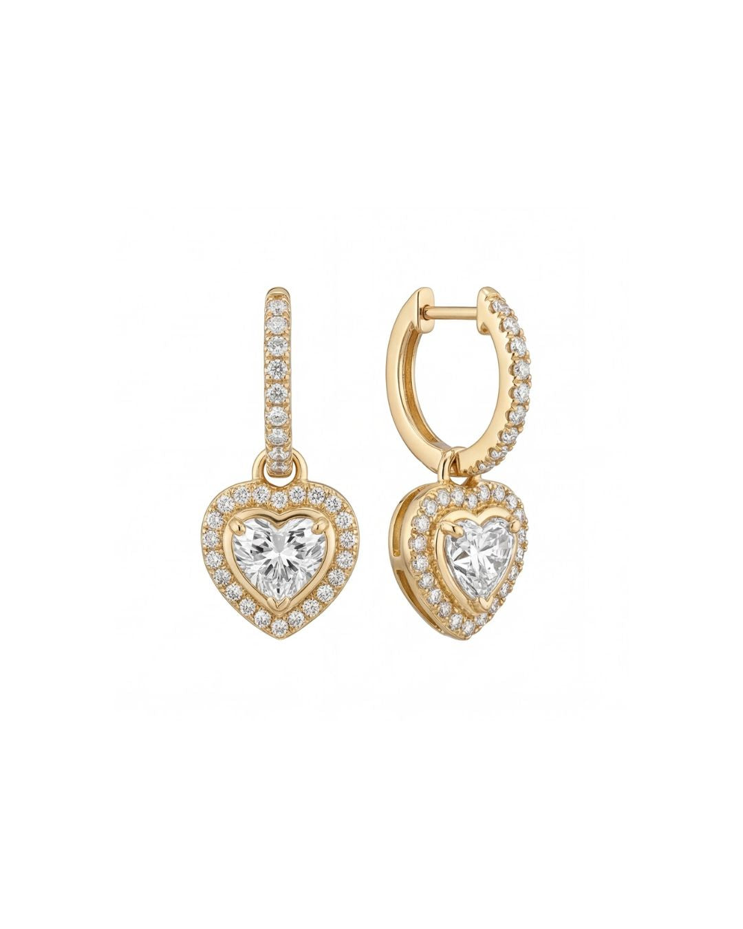 Heart Drop Earrings for Women#color_gold