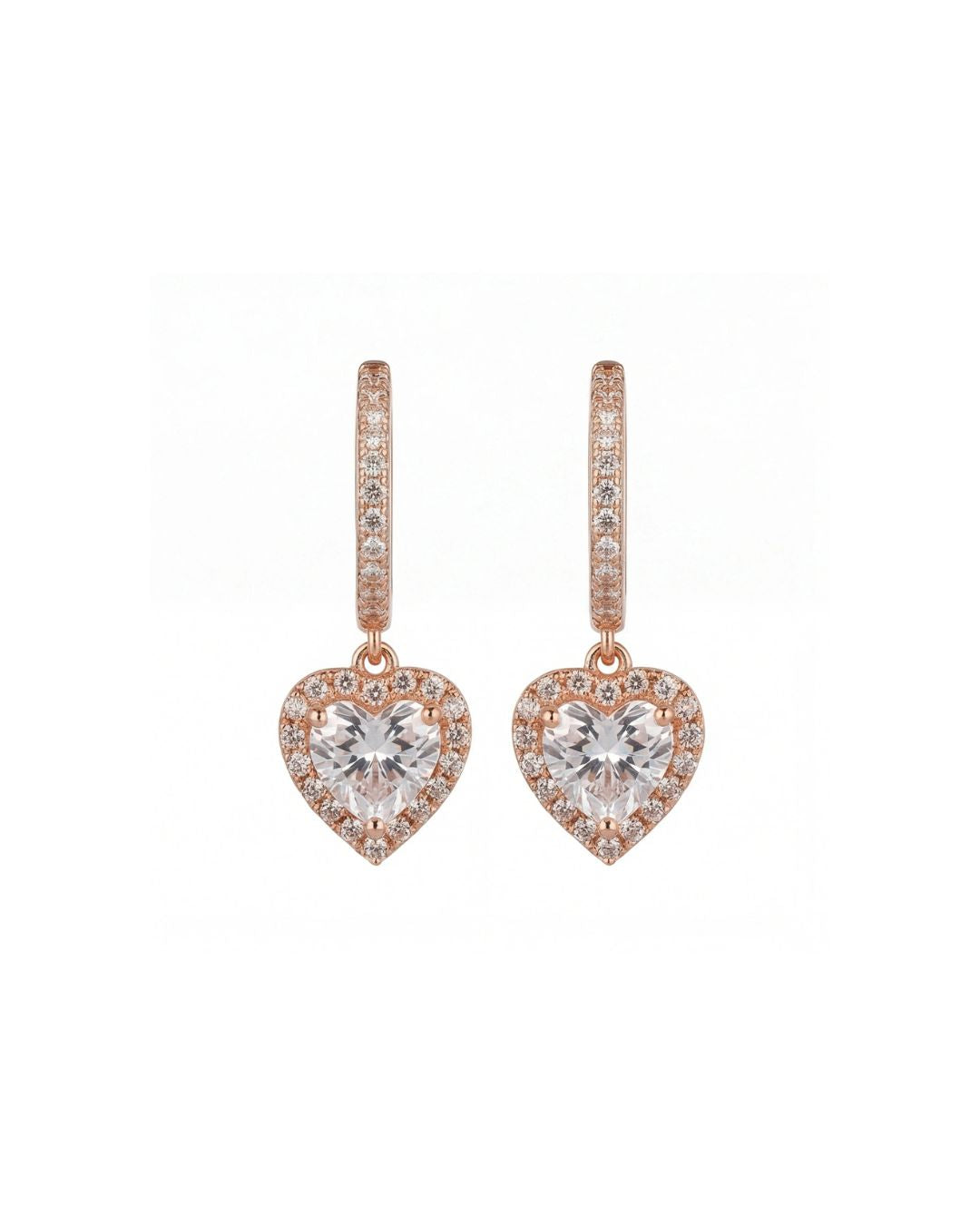 Heart Drop Earrings for Women#color_rose gold
