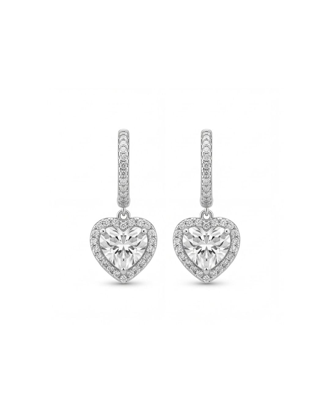 Heart Drop Earrings for Women#color_silver