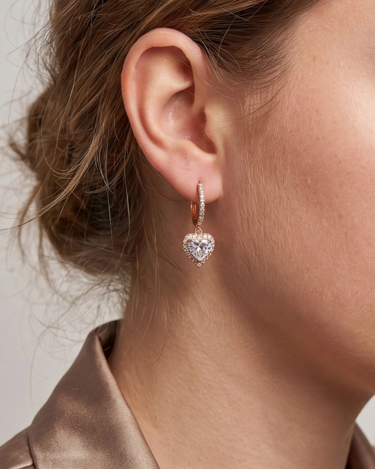 Heart Drop Earrings for Women#color_rose gold