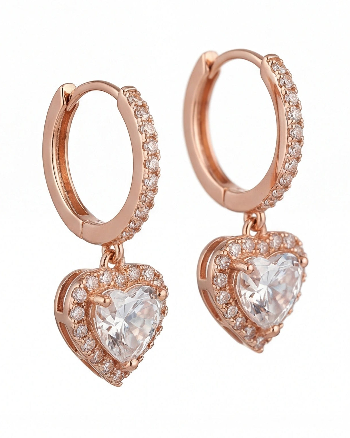 Heart Drop Earrings for Women#color_rose gold