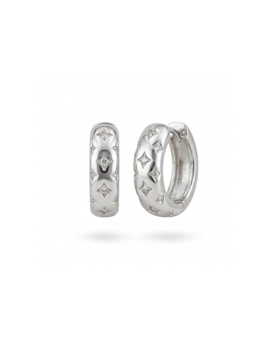 Star CZ Mini Hoop Earrings for Women#color_silver