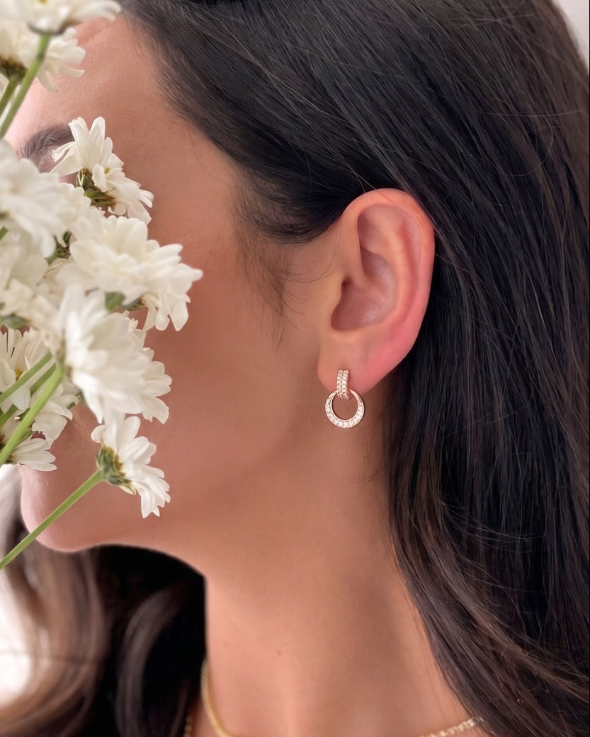 Classic pavé CZ hoop earrings #color_silver
