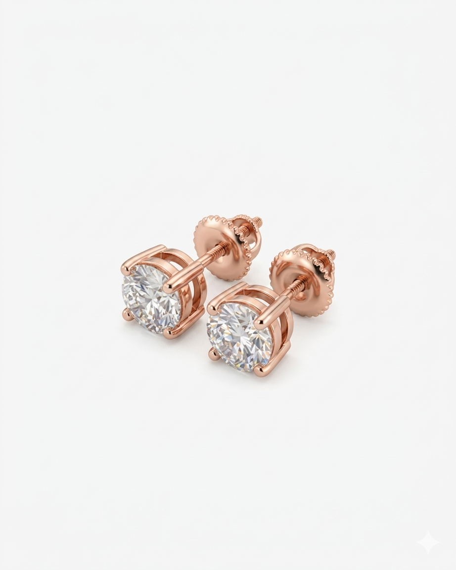 Everyday Stud Earrings – Round CZ Classic Studs