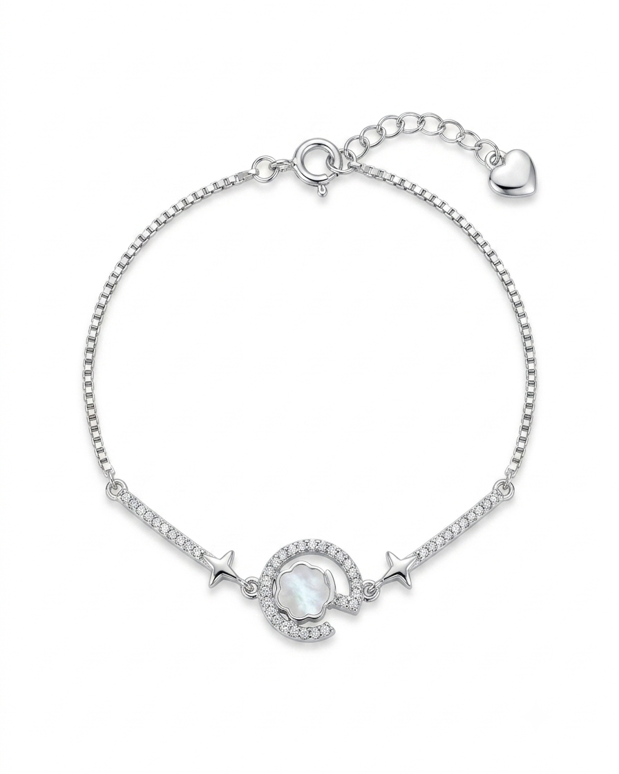 Celeste Mother of Pearl Charm Bracelet #color_silver