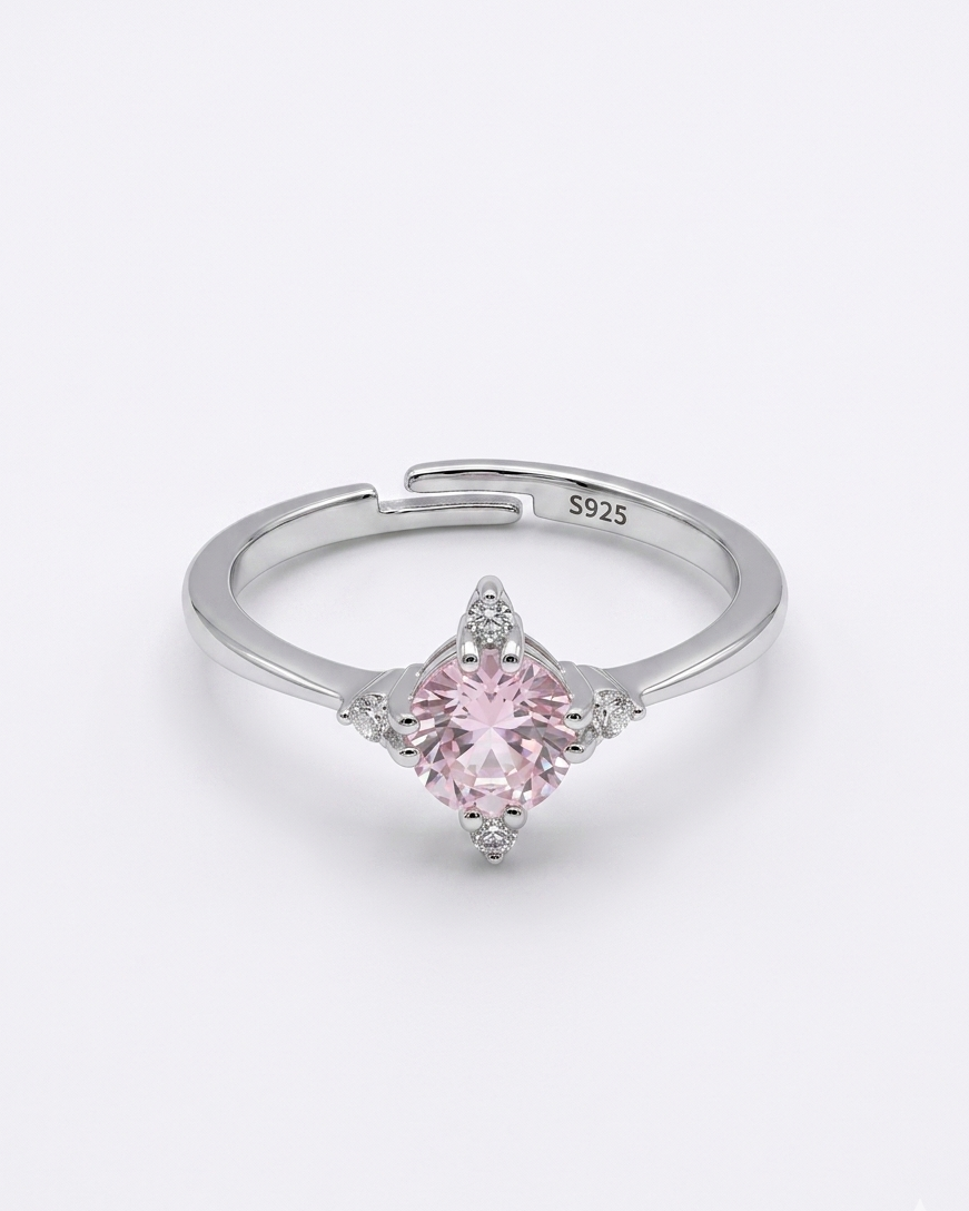 Rosalie Pink Adjustable Ring #color_silver