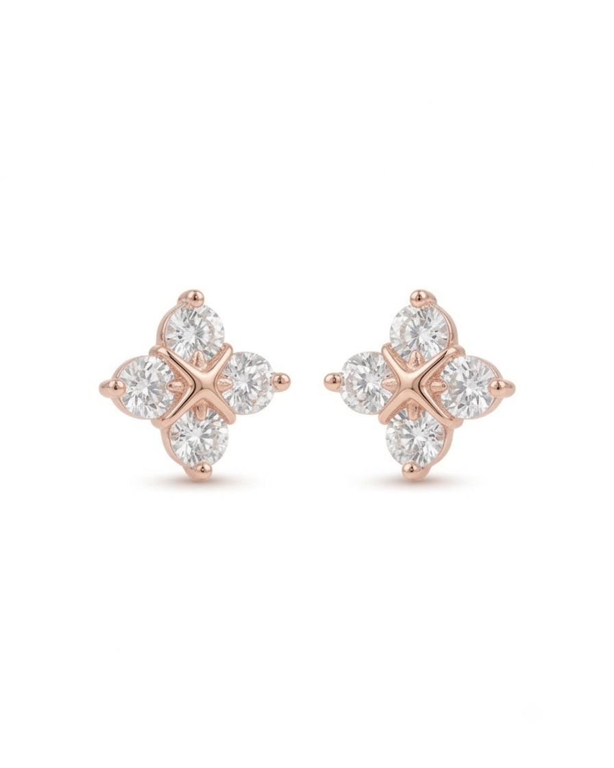 Stella Bloom Crystal Stud Earrings #color_rose gold