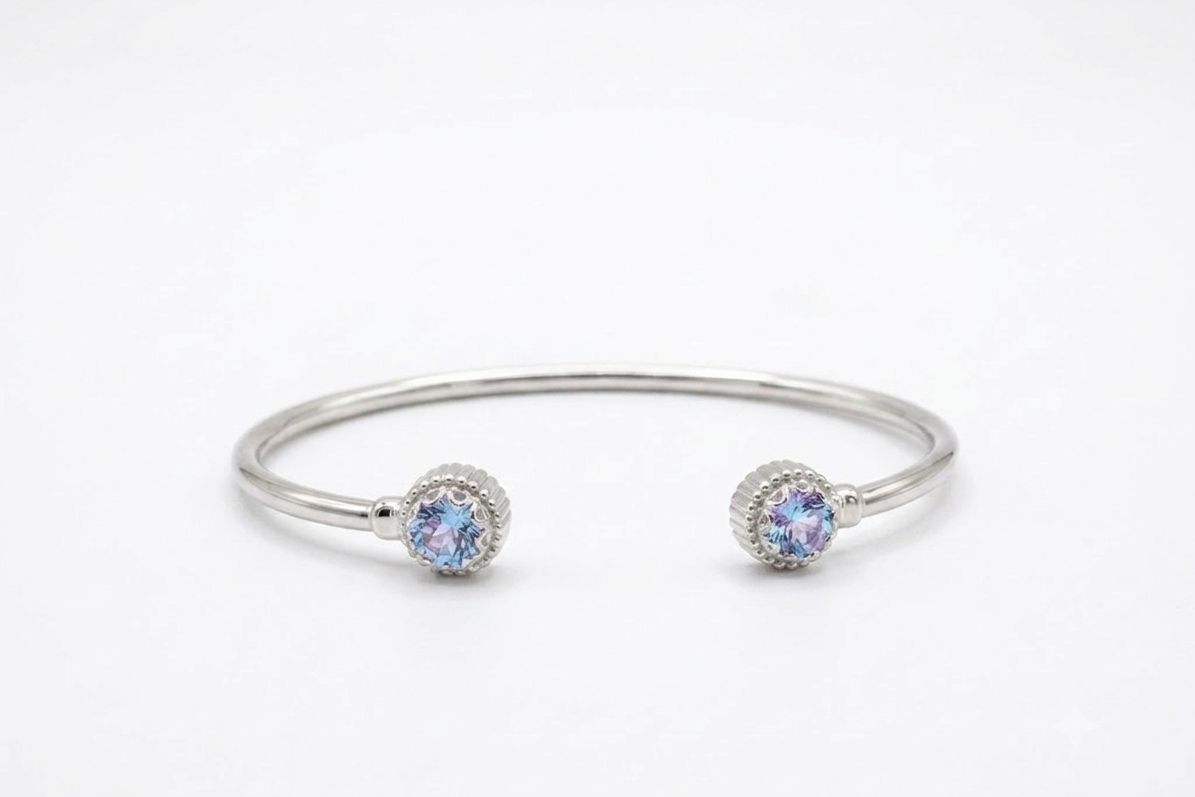 Aurora Halo Crystal Cuff Bracelet #color_silver