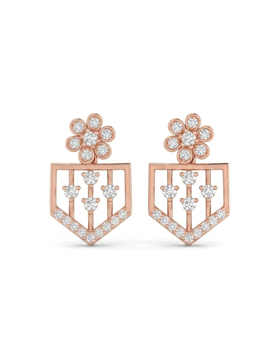 Bloom Haven CZ Drop Earrings #color_rose gold