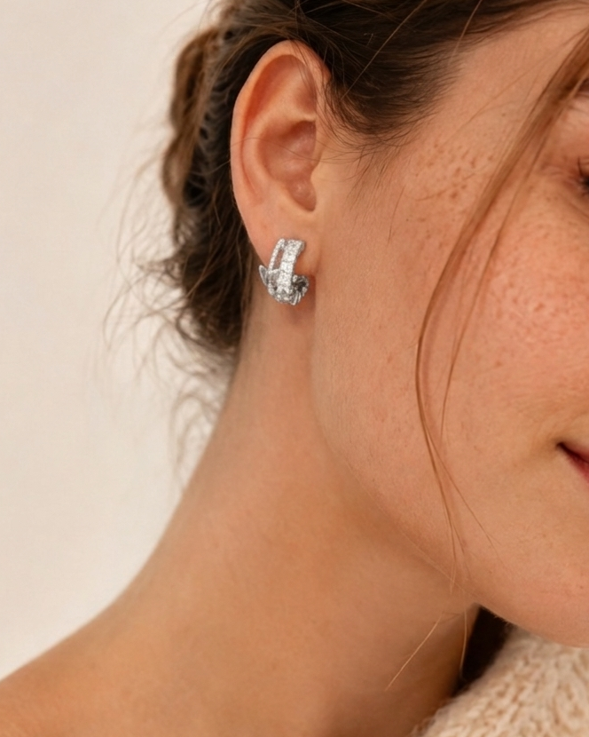 Mariposa Pearl Butterfly Hoop Earrings #color_silver
