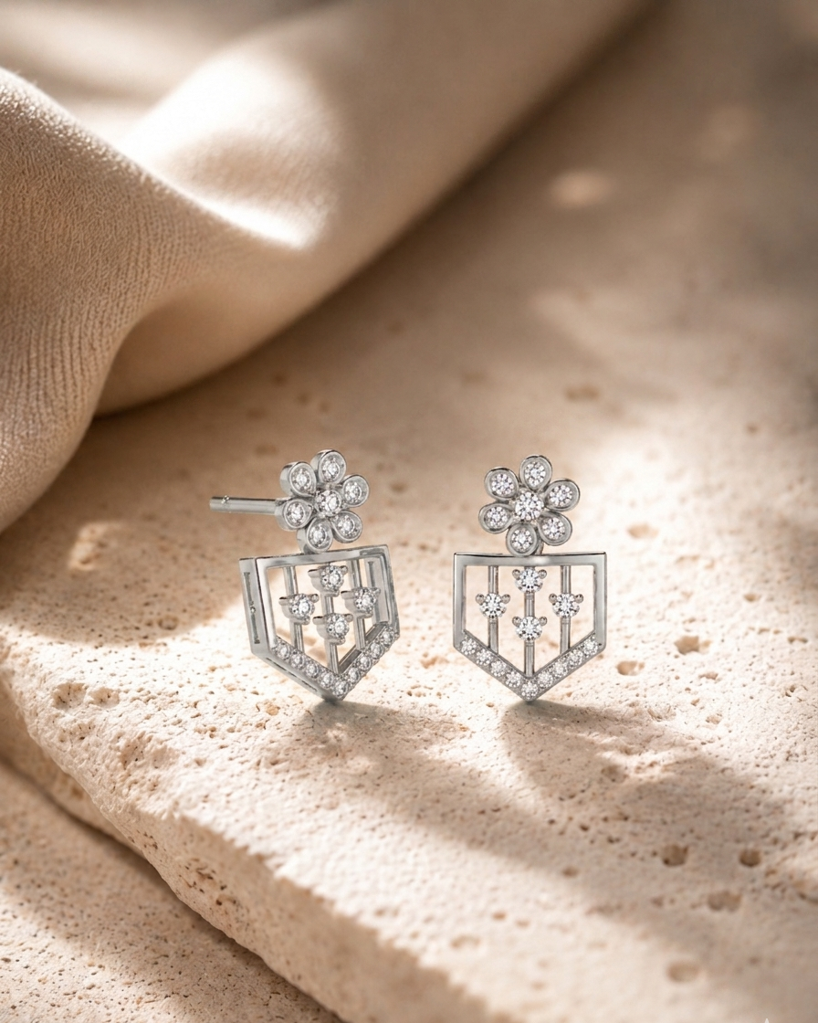 Bloom Haven CZ Drop Earrings #color_silver