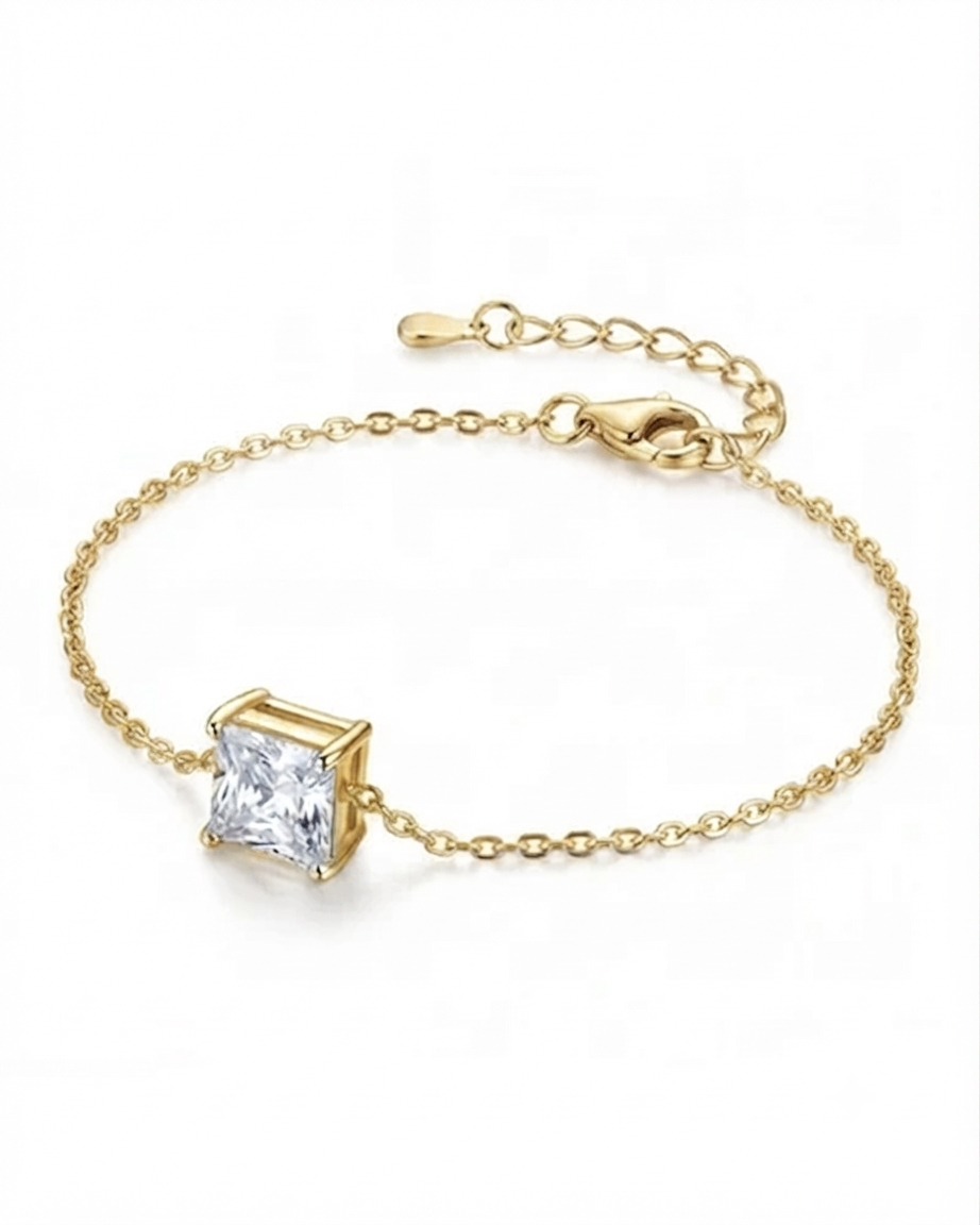 Sol Square Bracelet | 925 Silver Square Chain Bracelet