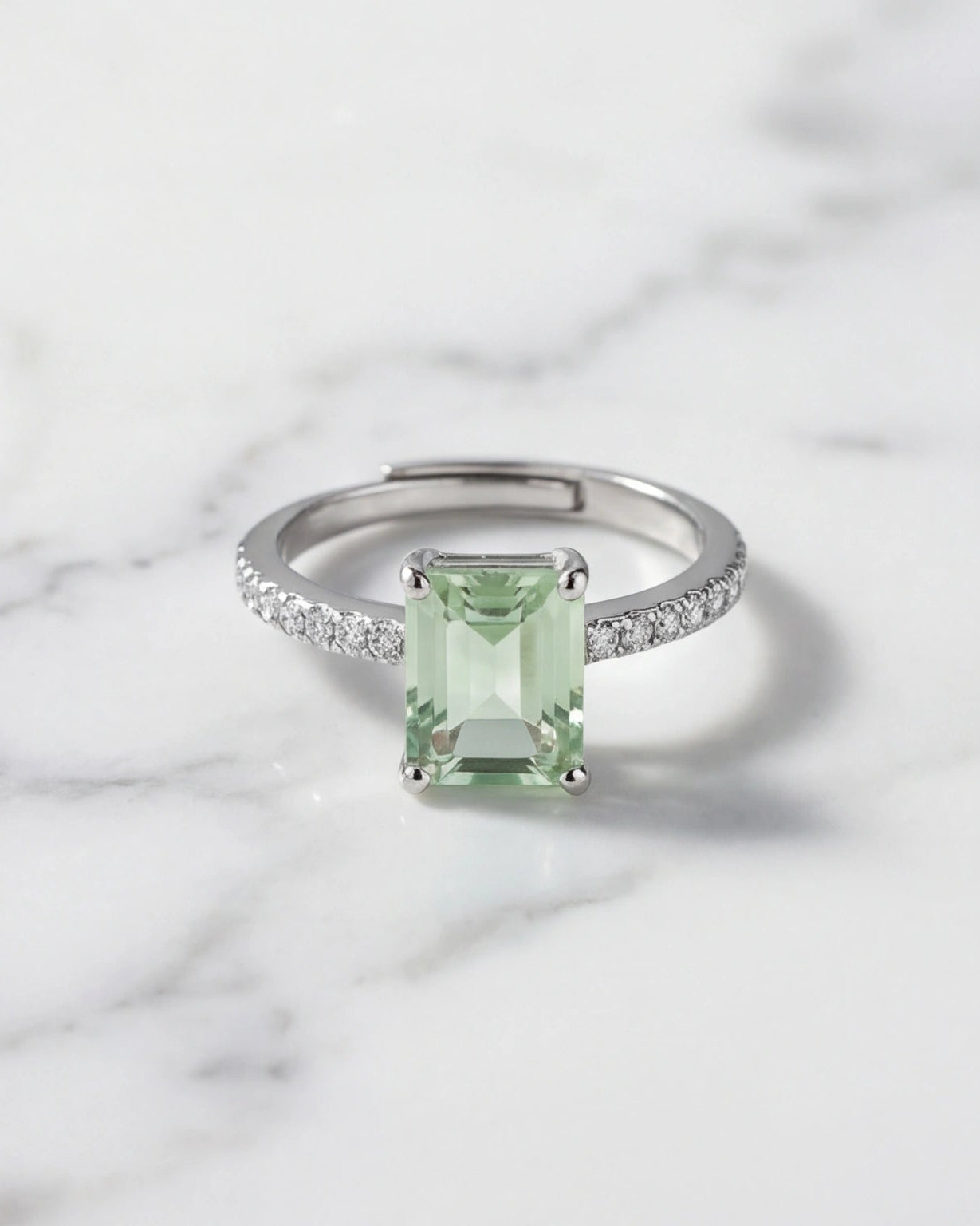 Green Ring for Women #color_silver
