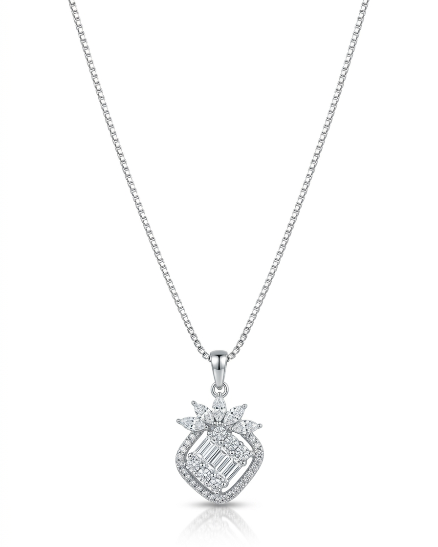 Floral Halo Pendant Necklace #color_silver