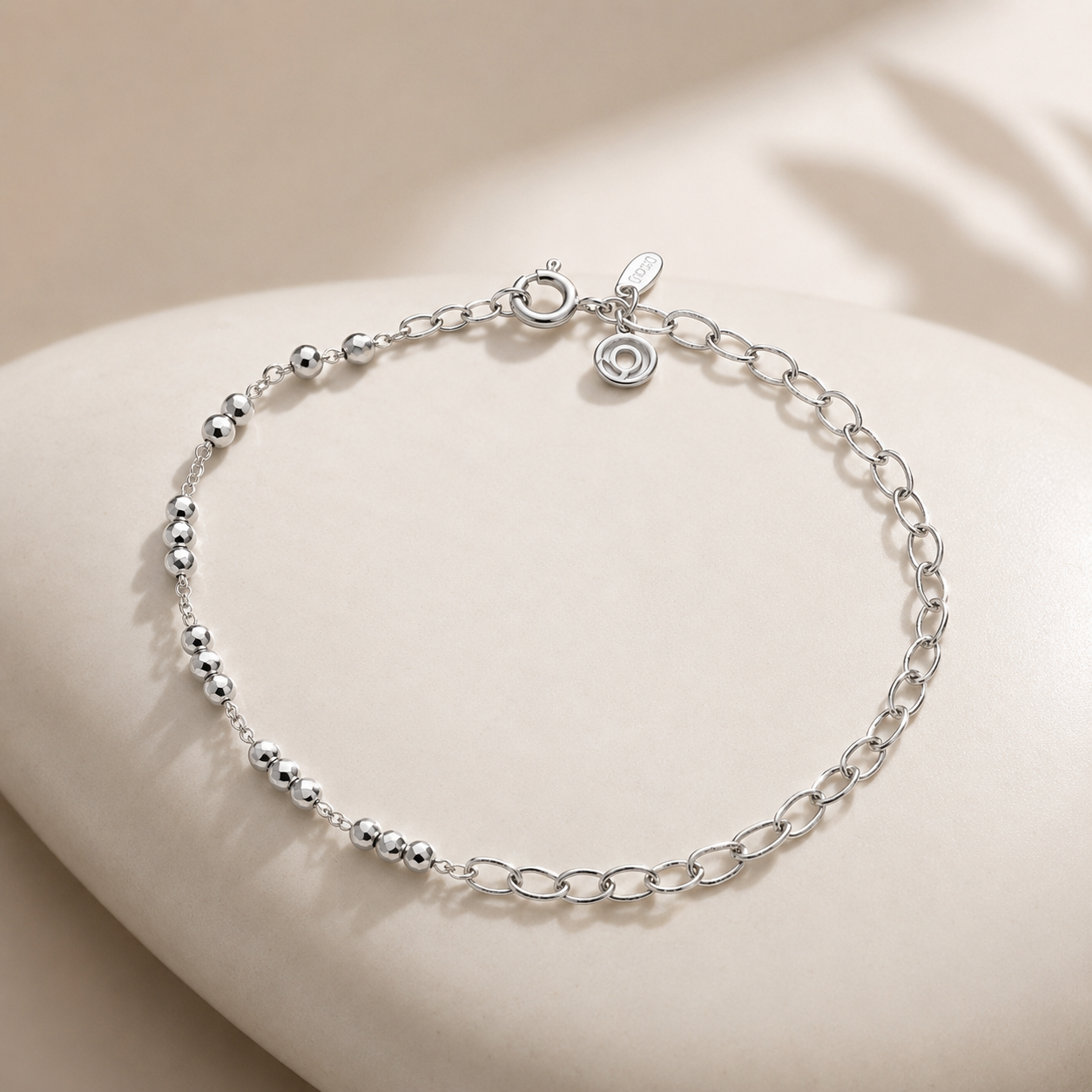 Easy Chain Anklet – Beaded & Link Minimal Silver Anklet