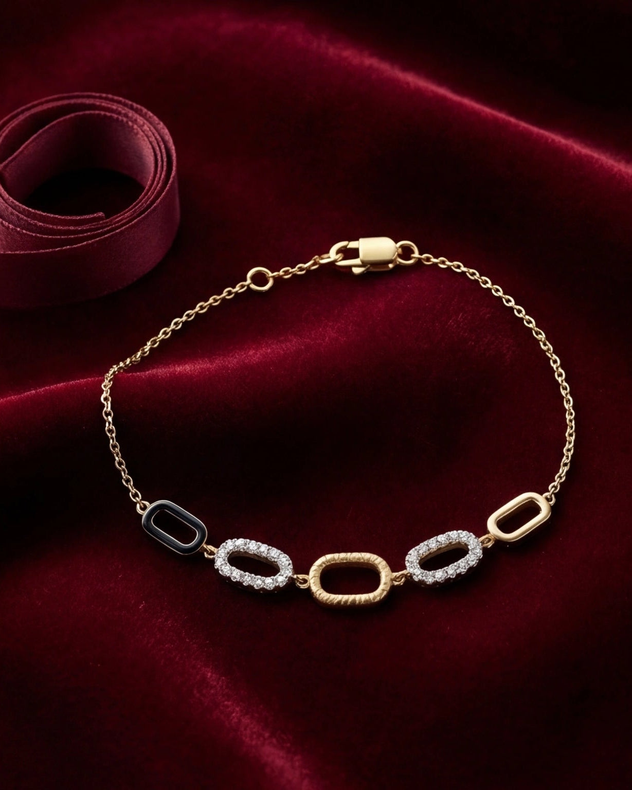 CZ Link Bracelet for Women#color_gold