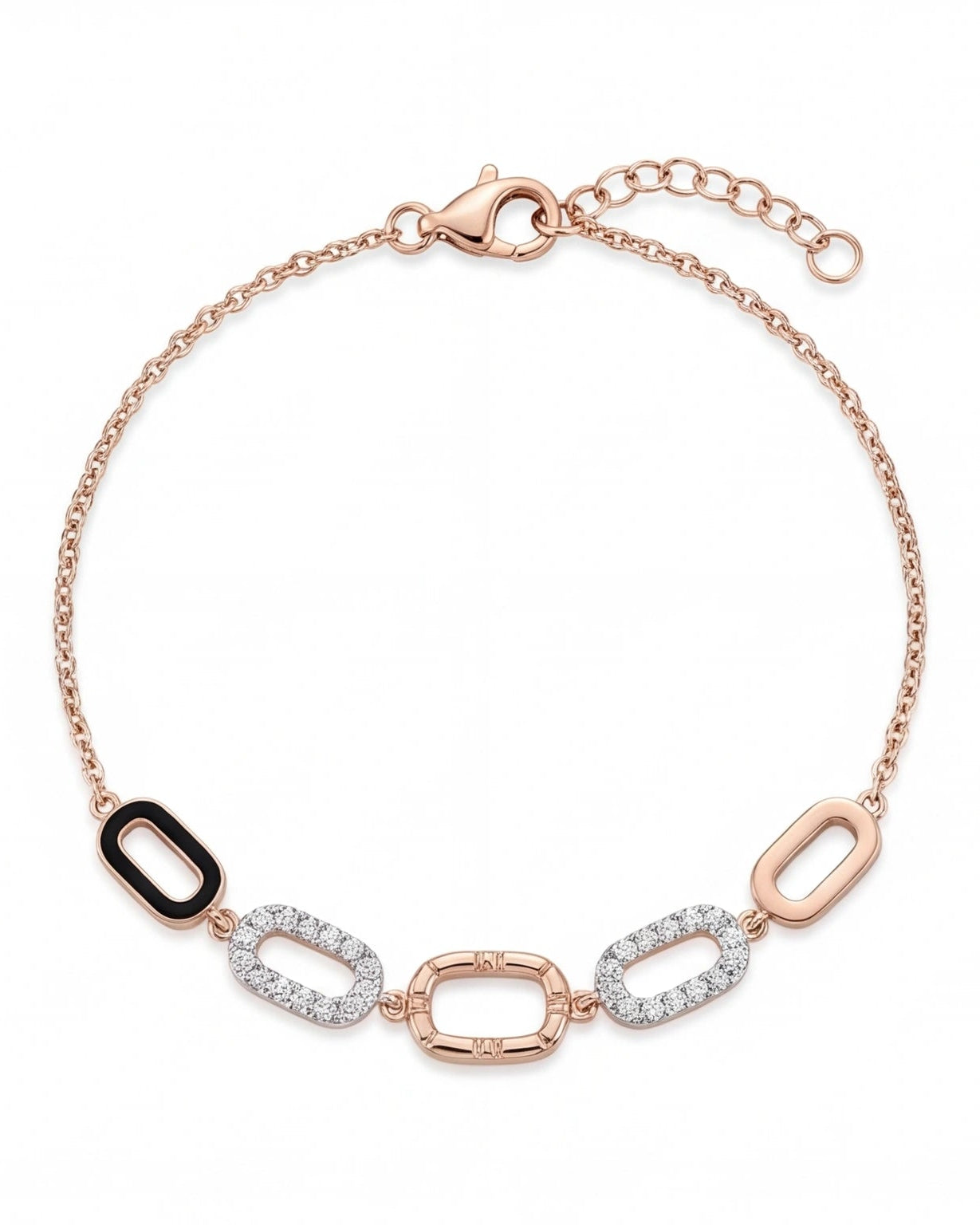 CZ Link Bracelet for Women#color_rose gold
