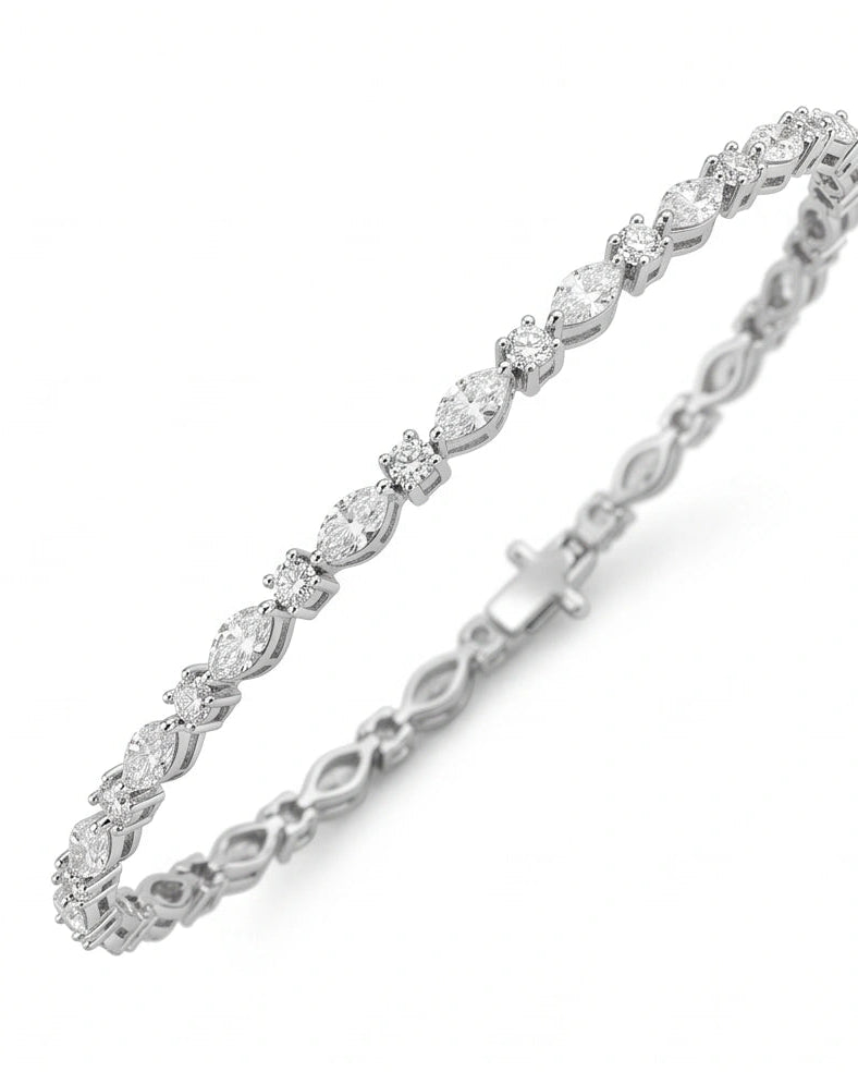 CZ tennis bracelet with marquise #color_silver