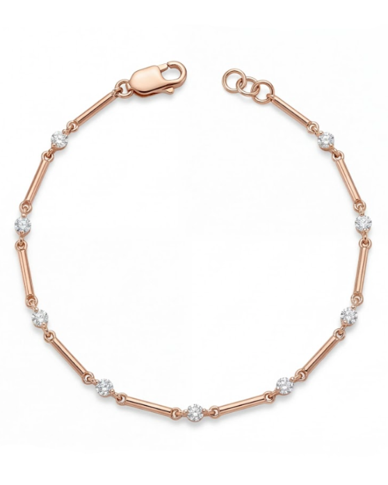Elegant CZ bar and station bracelet #color_rose gold
