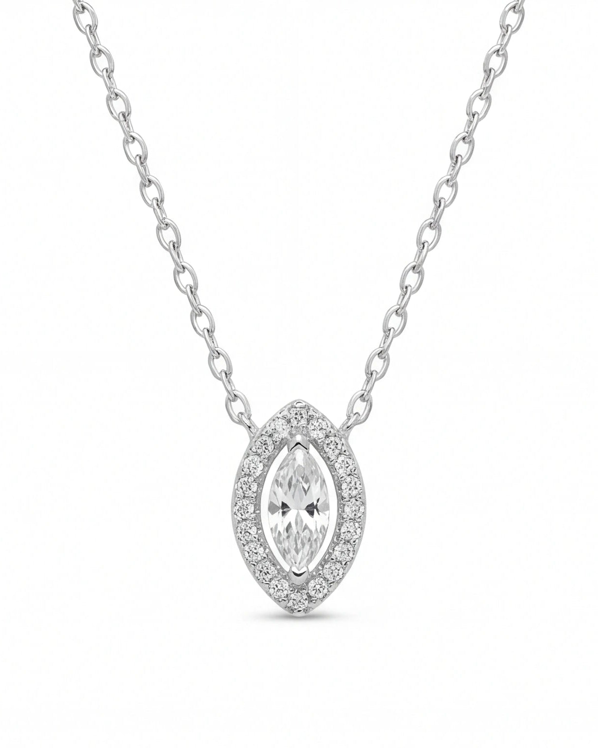 CZ Heart Necklace for Women#color_silver