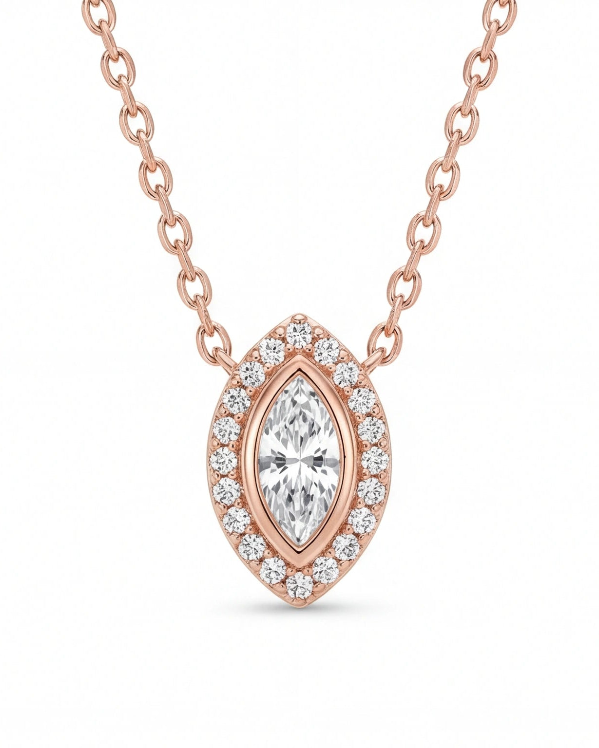 CZ Heart Necklace for Women#color_rose gold
