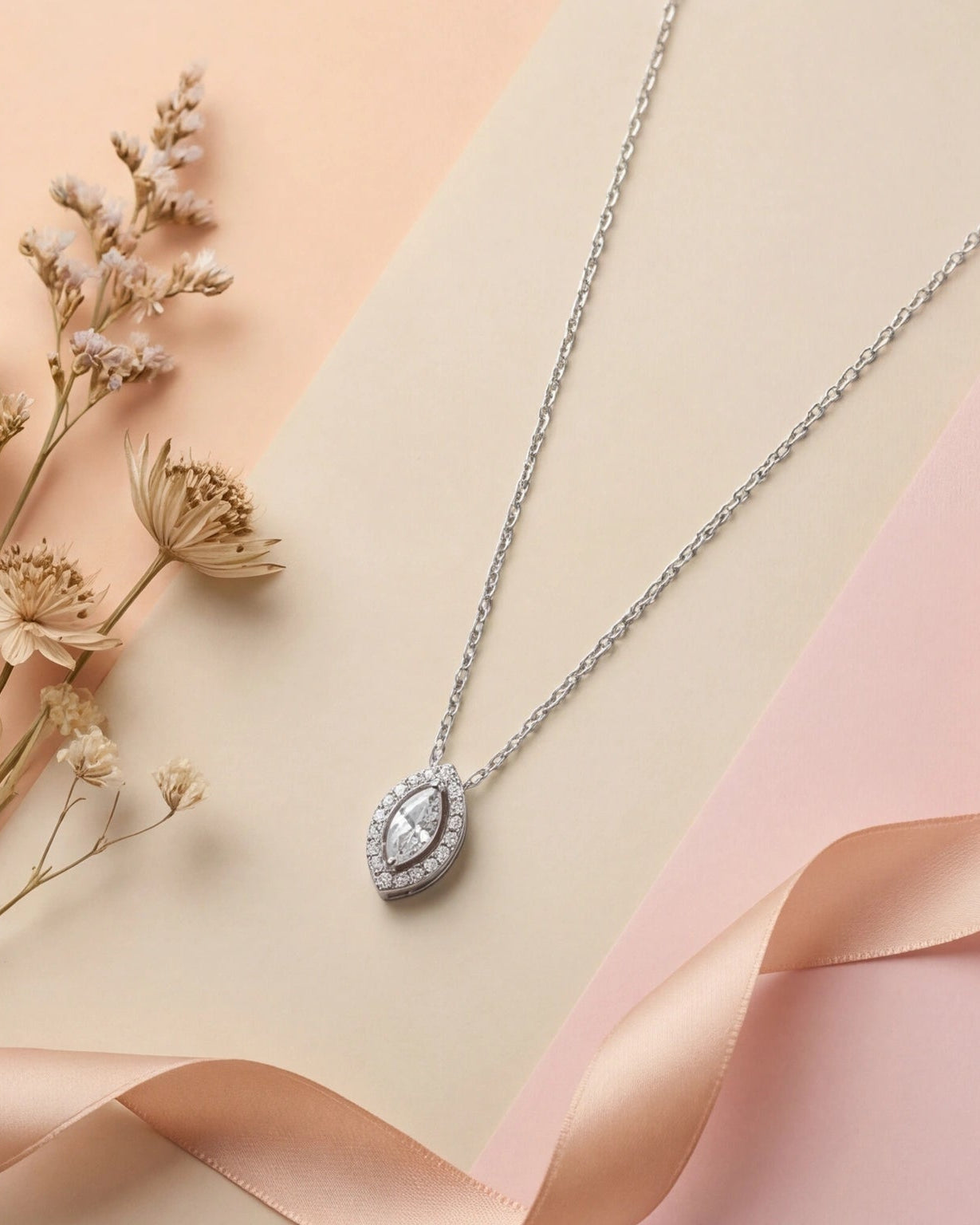 CZ Heart Necklace for Women#color_silver