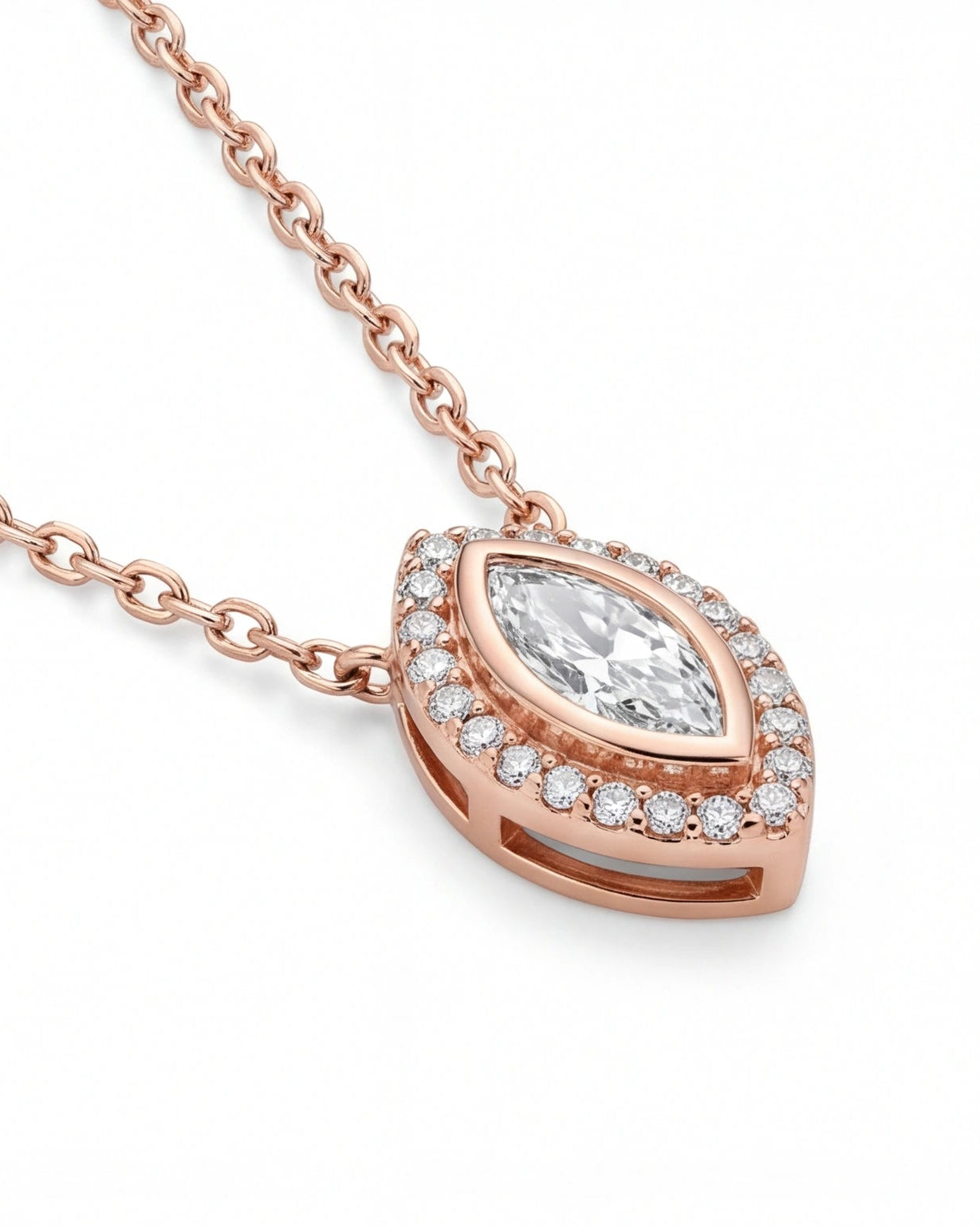 CZ Heart Necklace for Women#color_rose gold