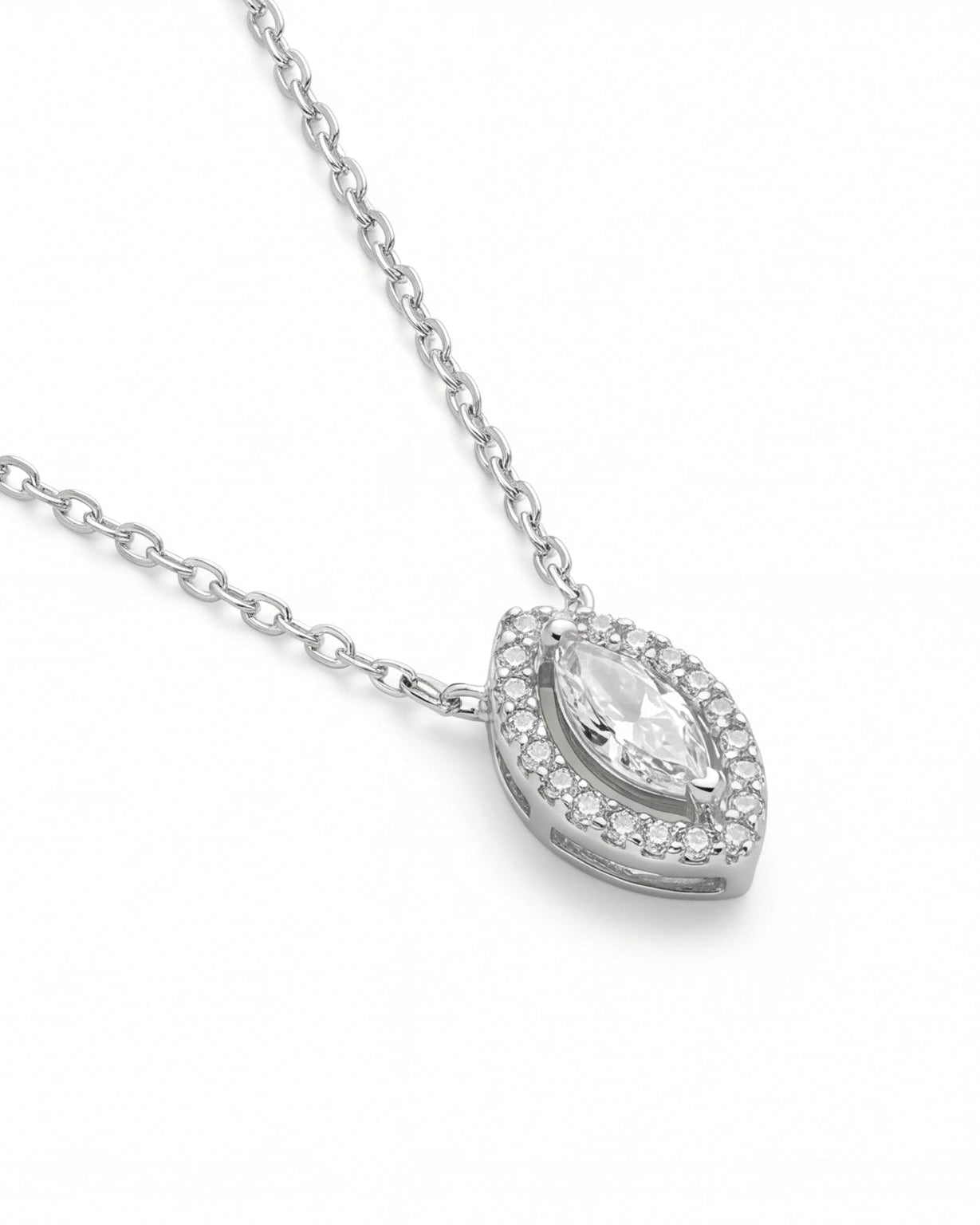 CZ Heart Necklace for Women#color_silver