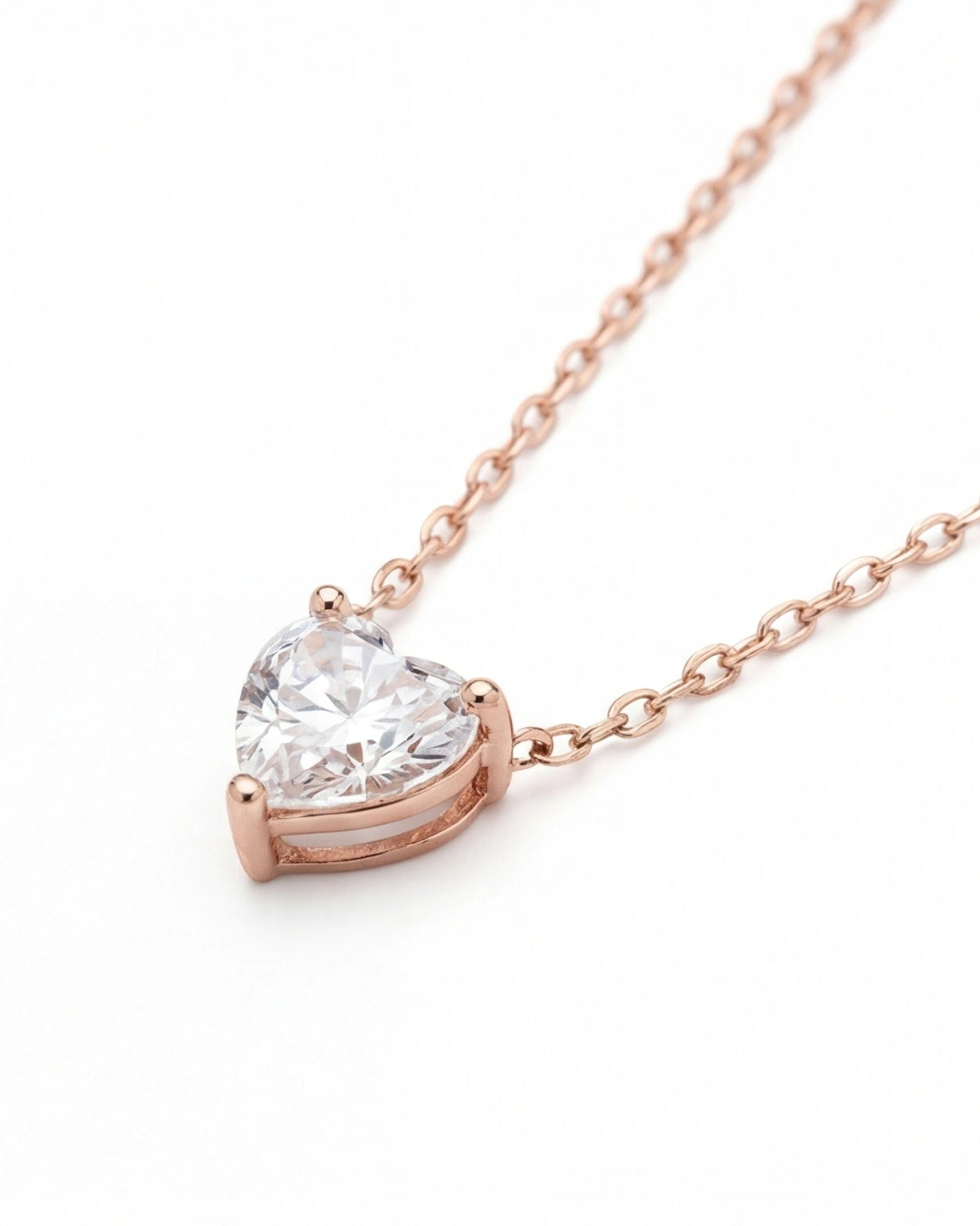 Heart CZ Necklace for Women#color_rose gold
