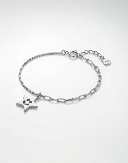 Lucky Star paperclip chain bracelet #color_silver