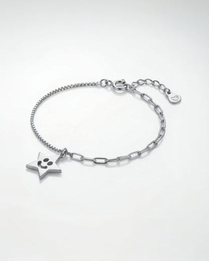 Lucky Star paperclip chain bracelet #color_silver