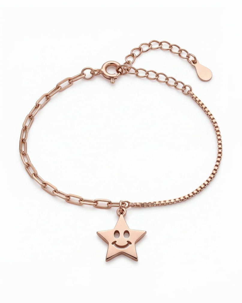 Lucky Star paperclip chain bracelet #color_rose gold