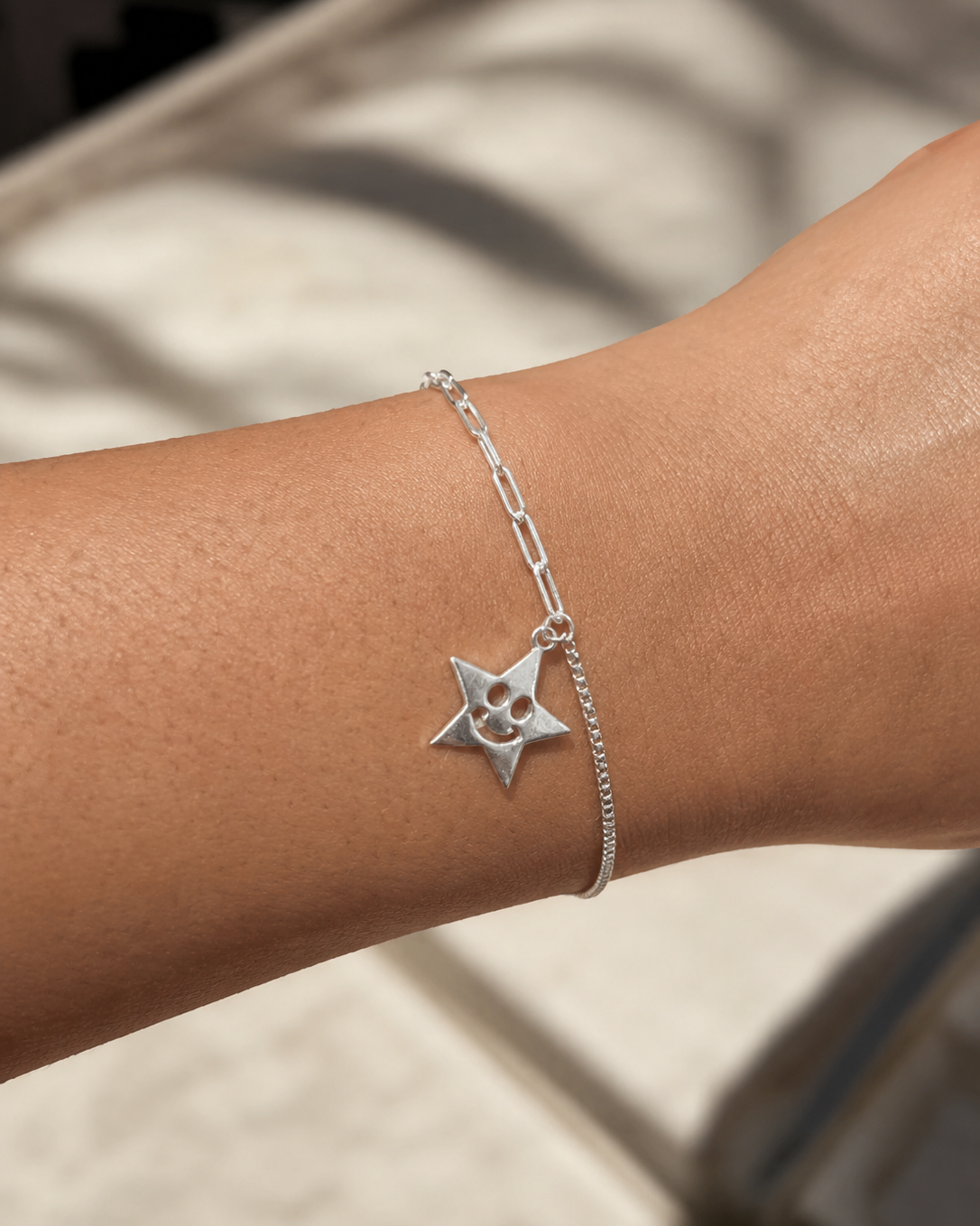 Lucky Star paperclip chain bracelet #color_silver