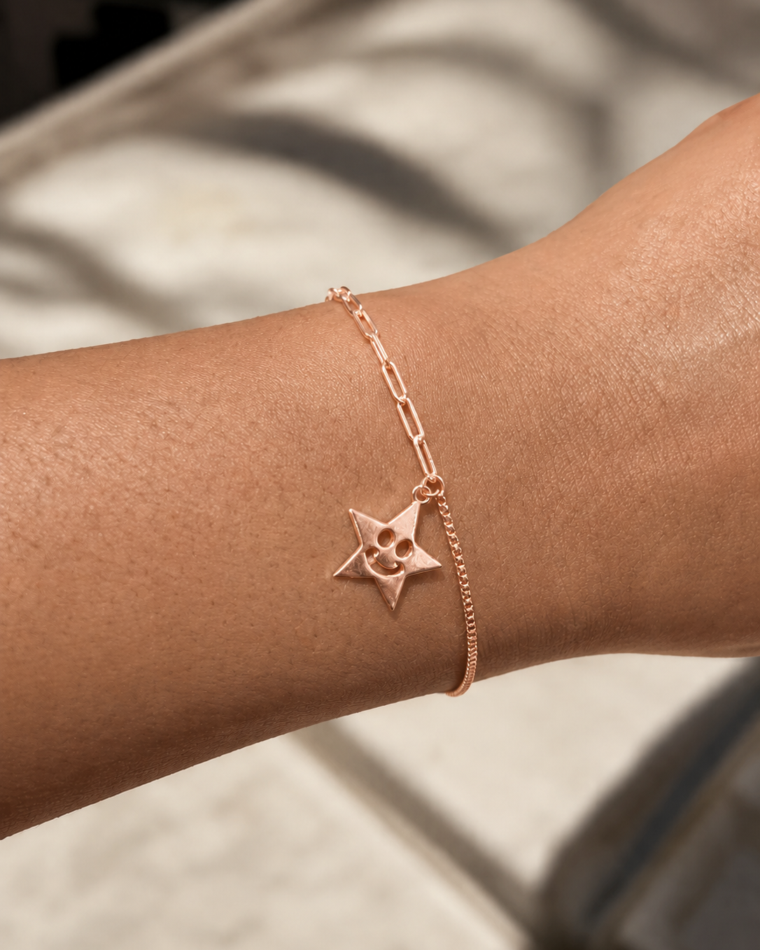 Lucky Star paperclip chain bracelet #color_rose gold