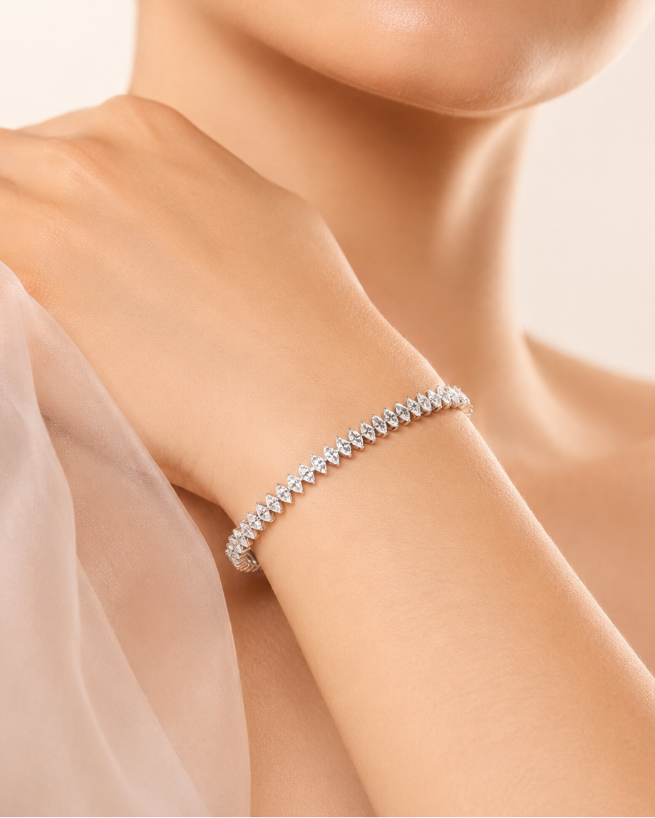 Marquise CZ Bracelet for Women#color_silver