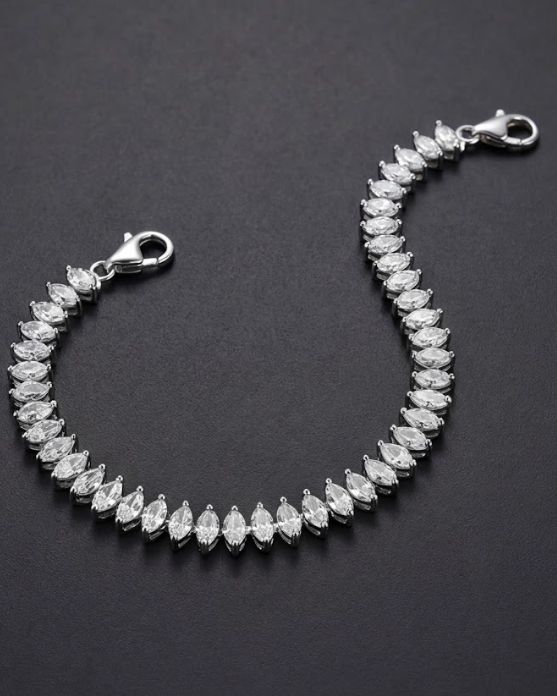 Marquise CZ Bracelet for Women#color_silver