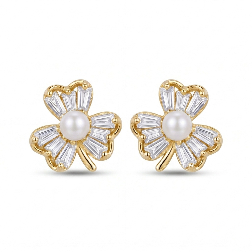 Pearla_Clover_CZ_Stud_Earrings #color_gold