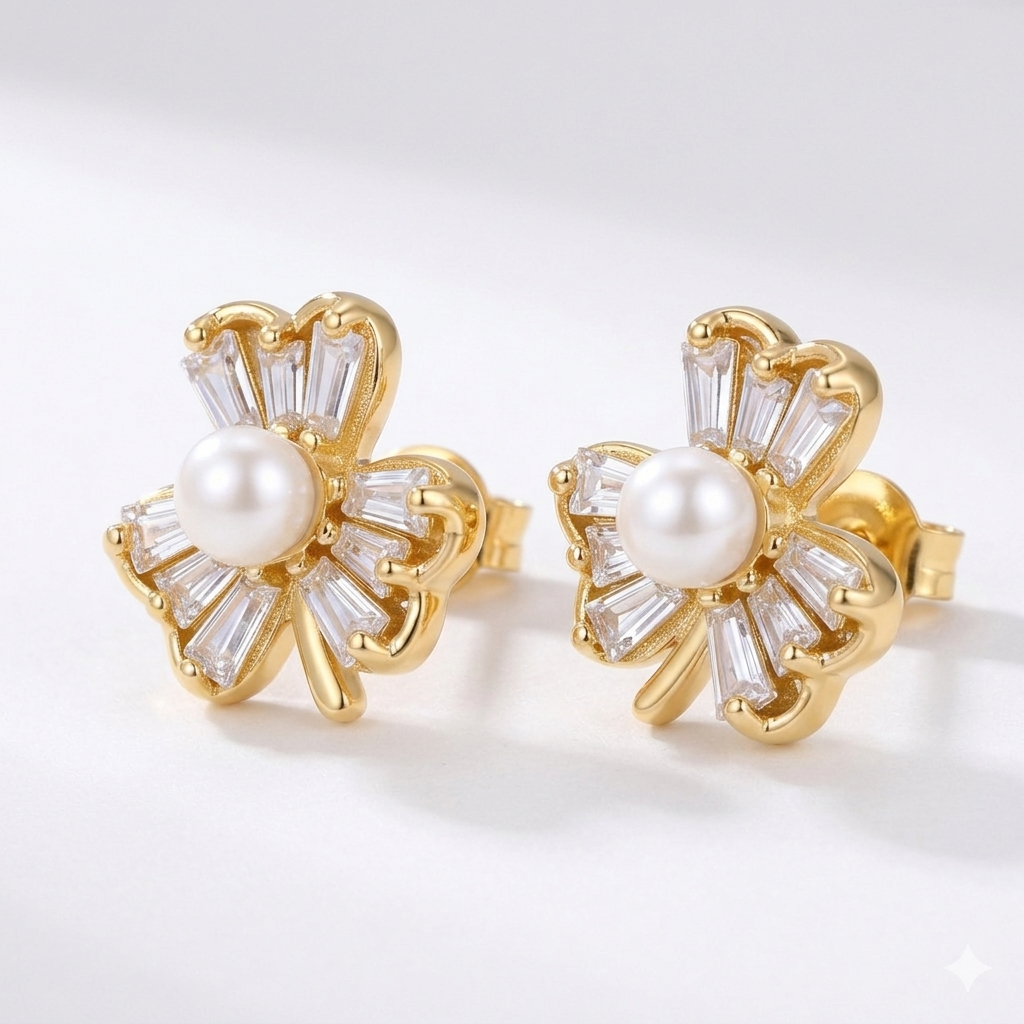 Pearla_Clover_CZ_Stud_Earrings #color_gold