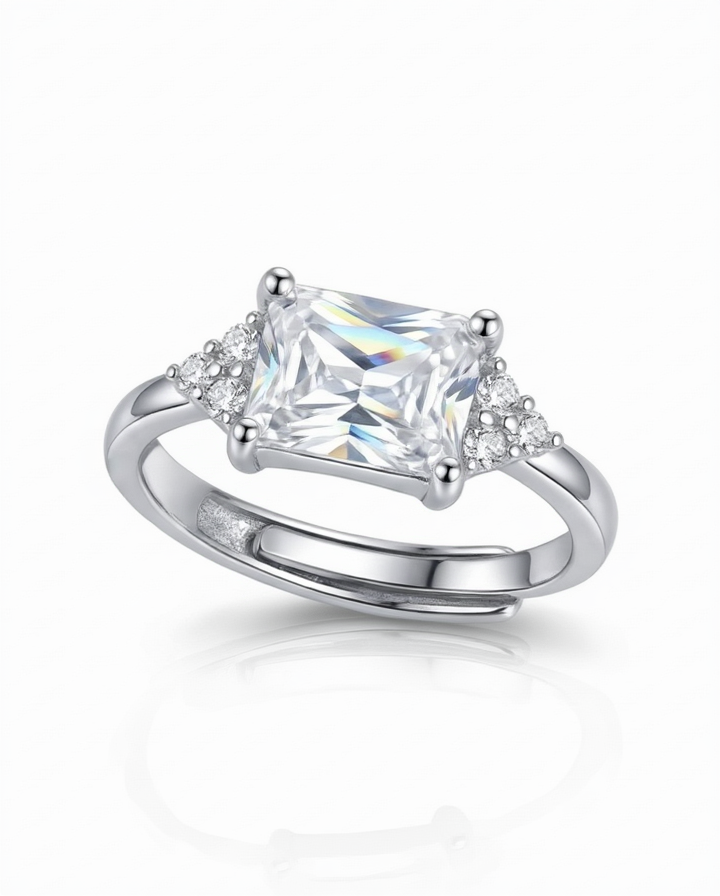 925 Silver Princess Cut Solitaire Ring #color_silver