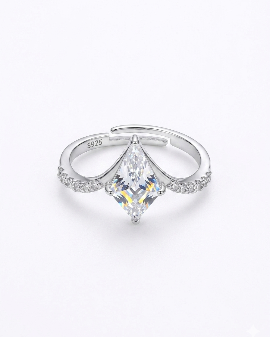 Radiant Solitaire Ring in 925 Sterling Silver #color_silver