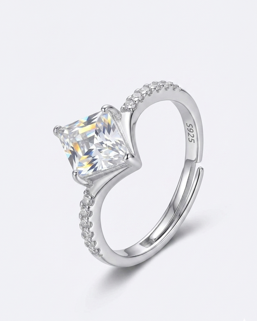Radiant Solitaire Ring in 925 Sterling Silver #color_silver