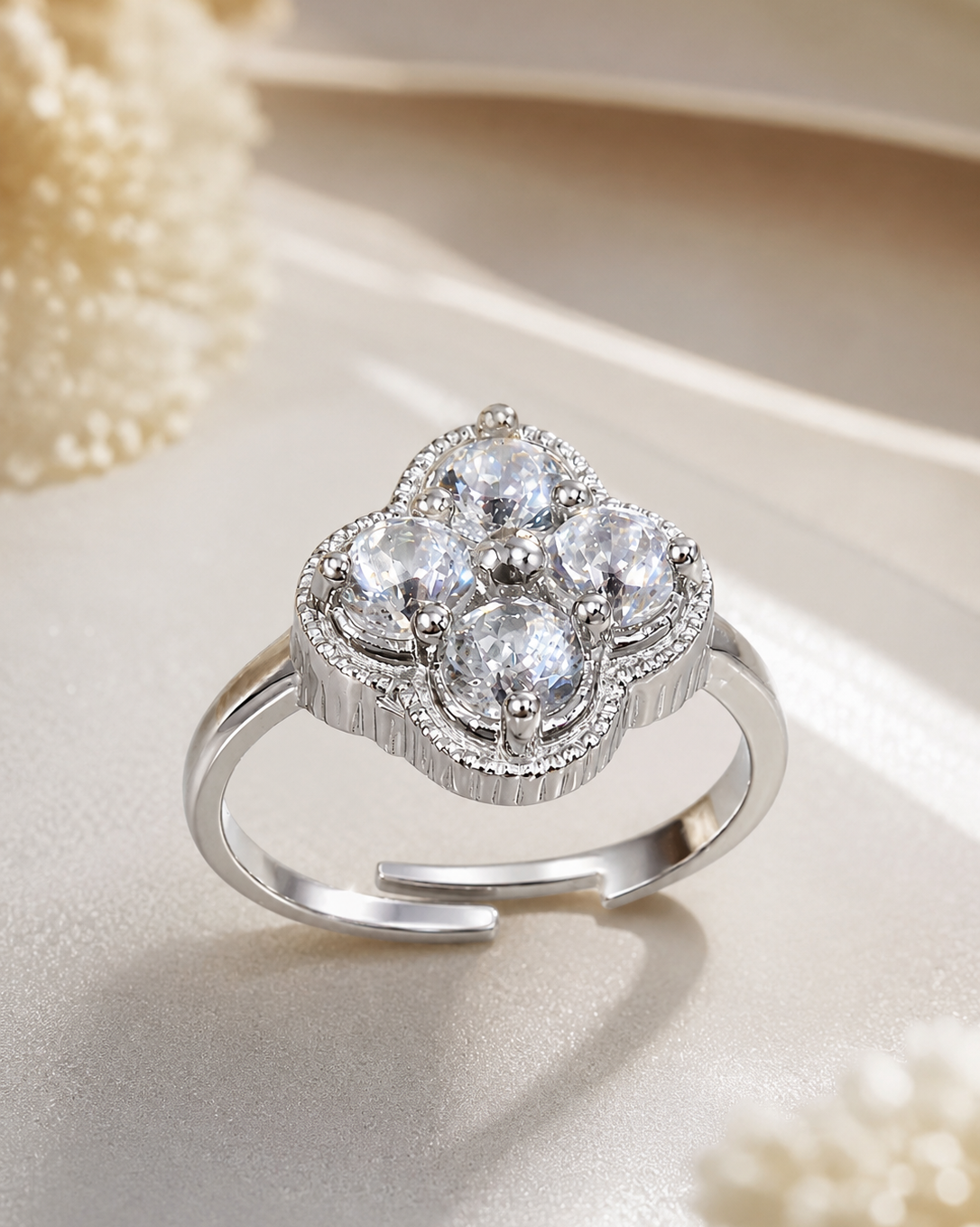 Floral Cluster Ring #color_silver