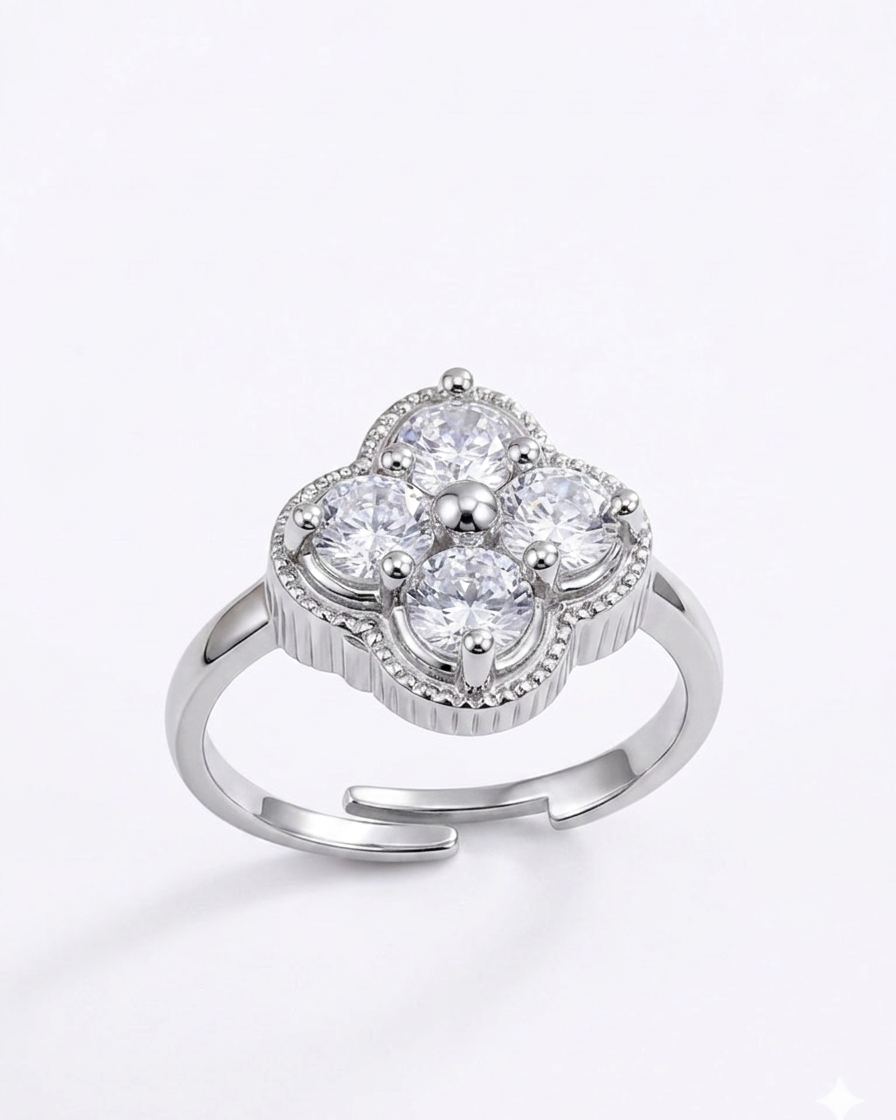 Floral Cluster Ring #color_silver