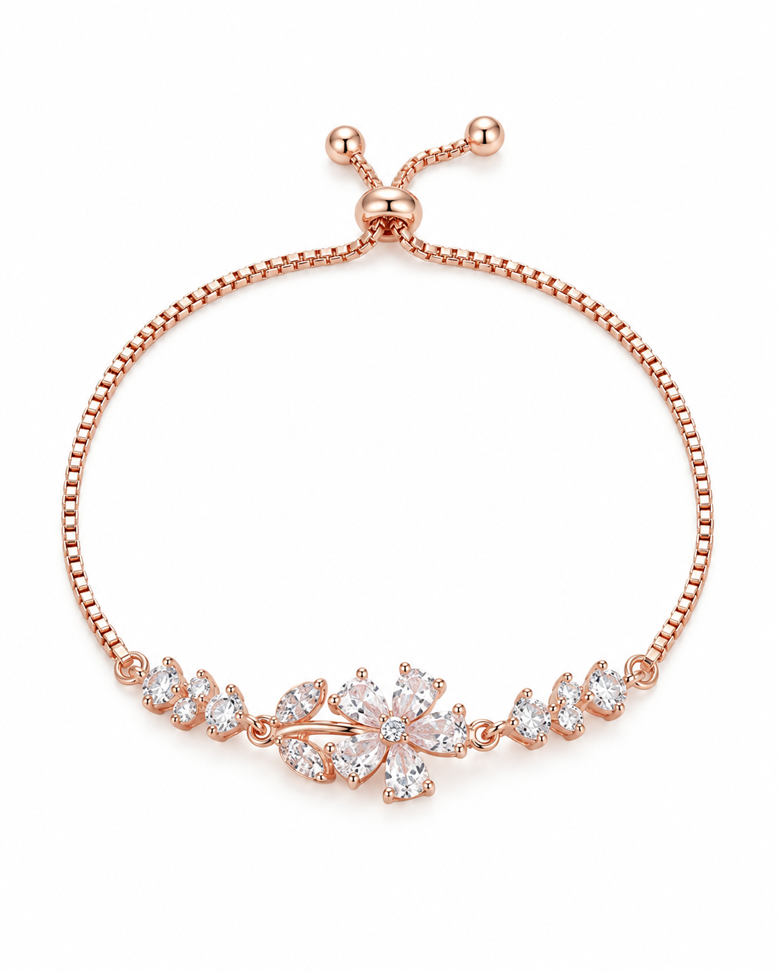 Floral slider bracelet with sparkling white accents