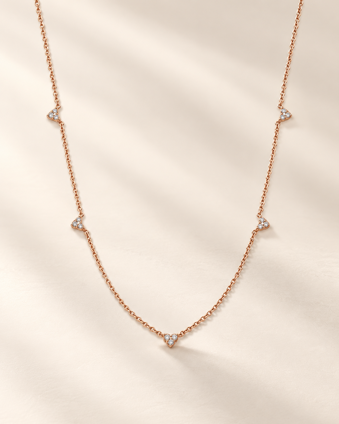 Heart Station Necklace in 925 Silver for Women